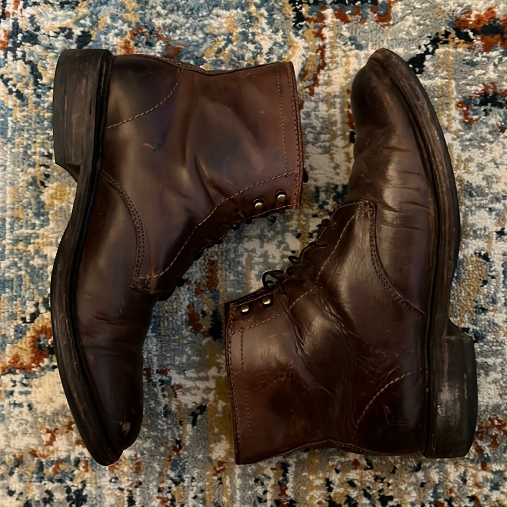 Frye James Lace Up Leather Boots (M 7.5, brown)